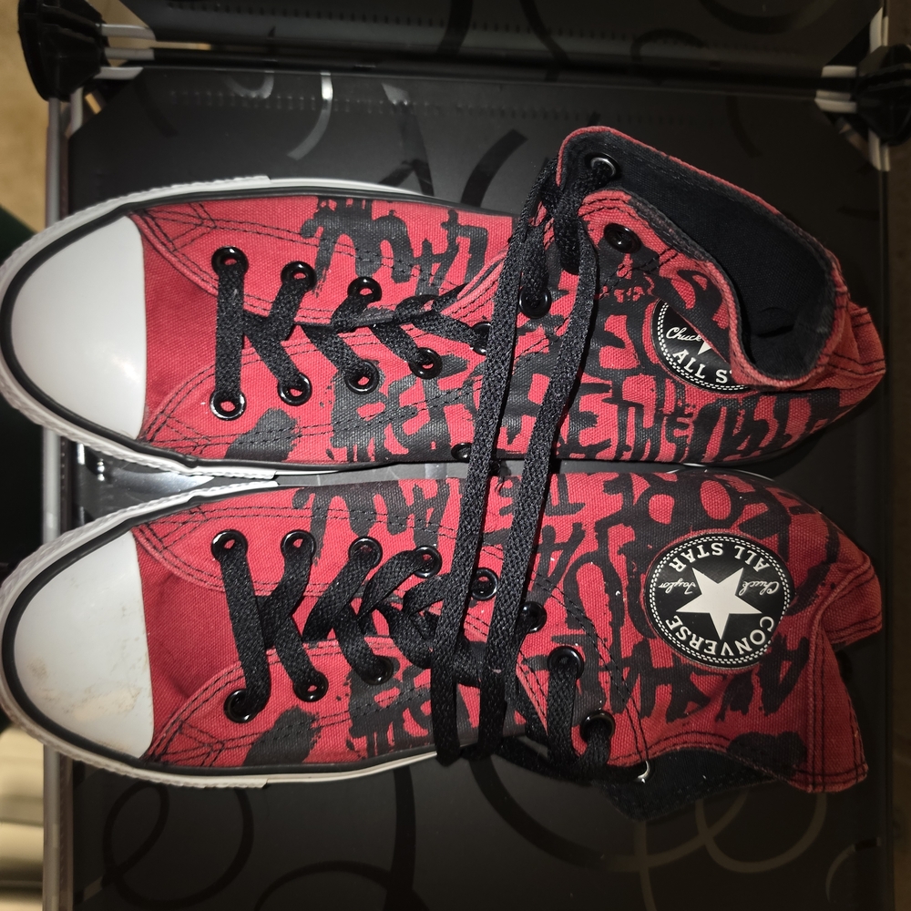 Converse Chuck Taylor All Star Red Black Graffiti High Tops
